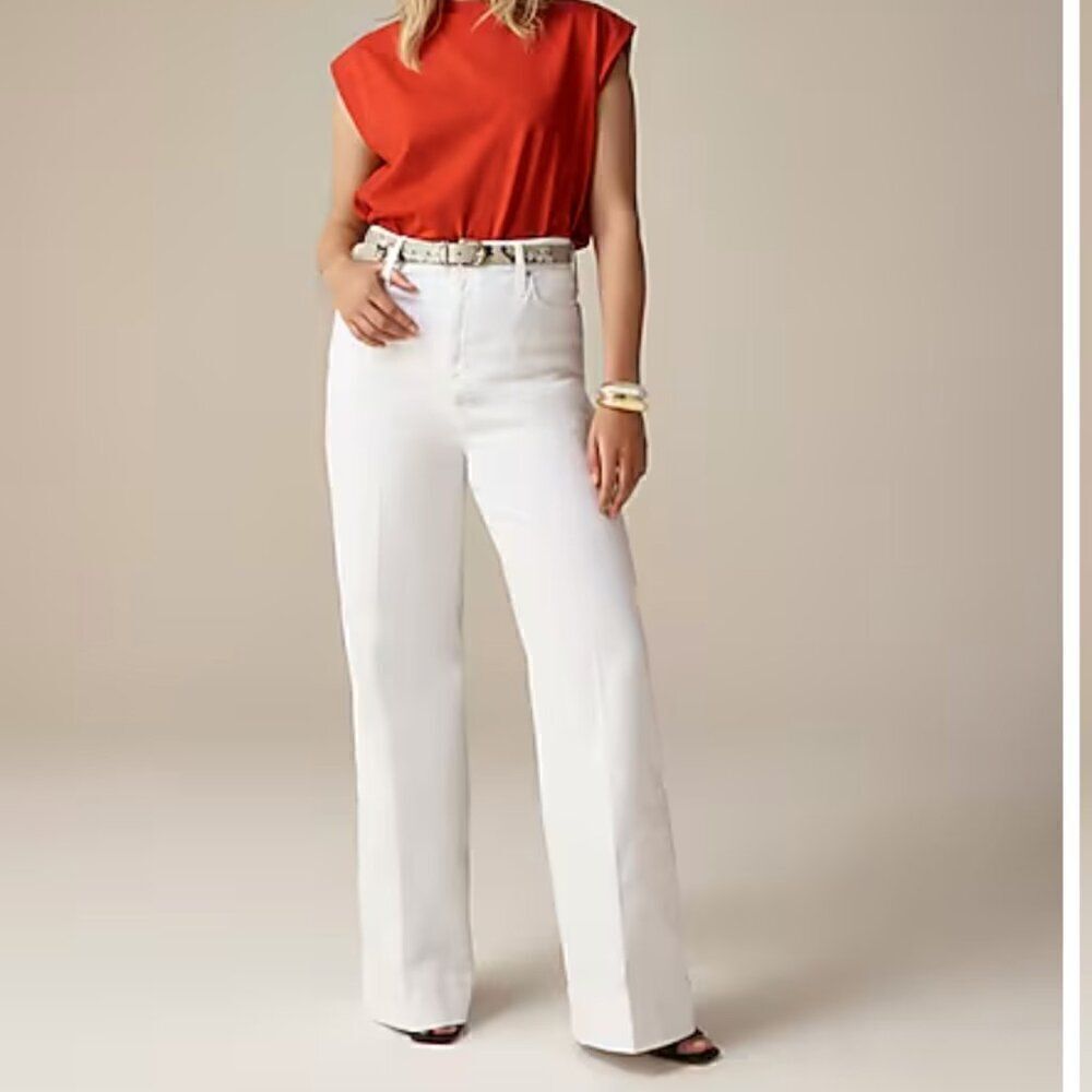 J Crew Wide leg white denim trousers NWT